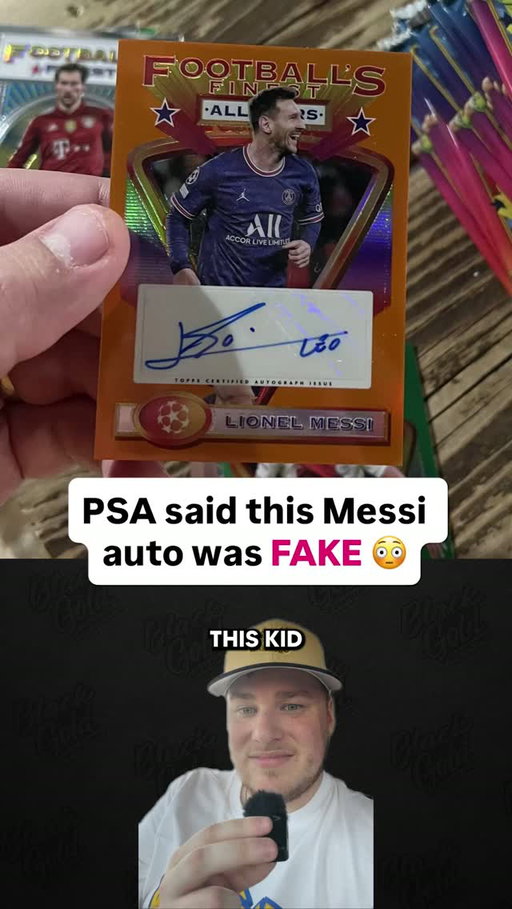 A kid pulled a certified Messi auto /10…
Then PSA couldn't authenticate the card 🤔
Do you think the auto is fake or real, and why?
Comment below 👇