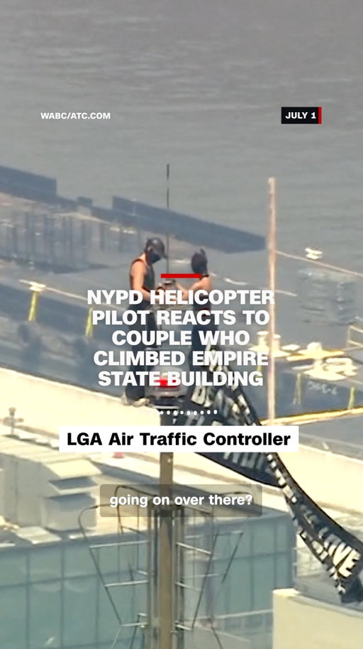 Air traffic control audio captured a moment between an NYPD helicopter pilot and a LaGuardia air traffic controller regarding today's incident at the Empire State Building, in which two people climbed to the top of the building.