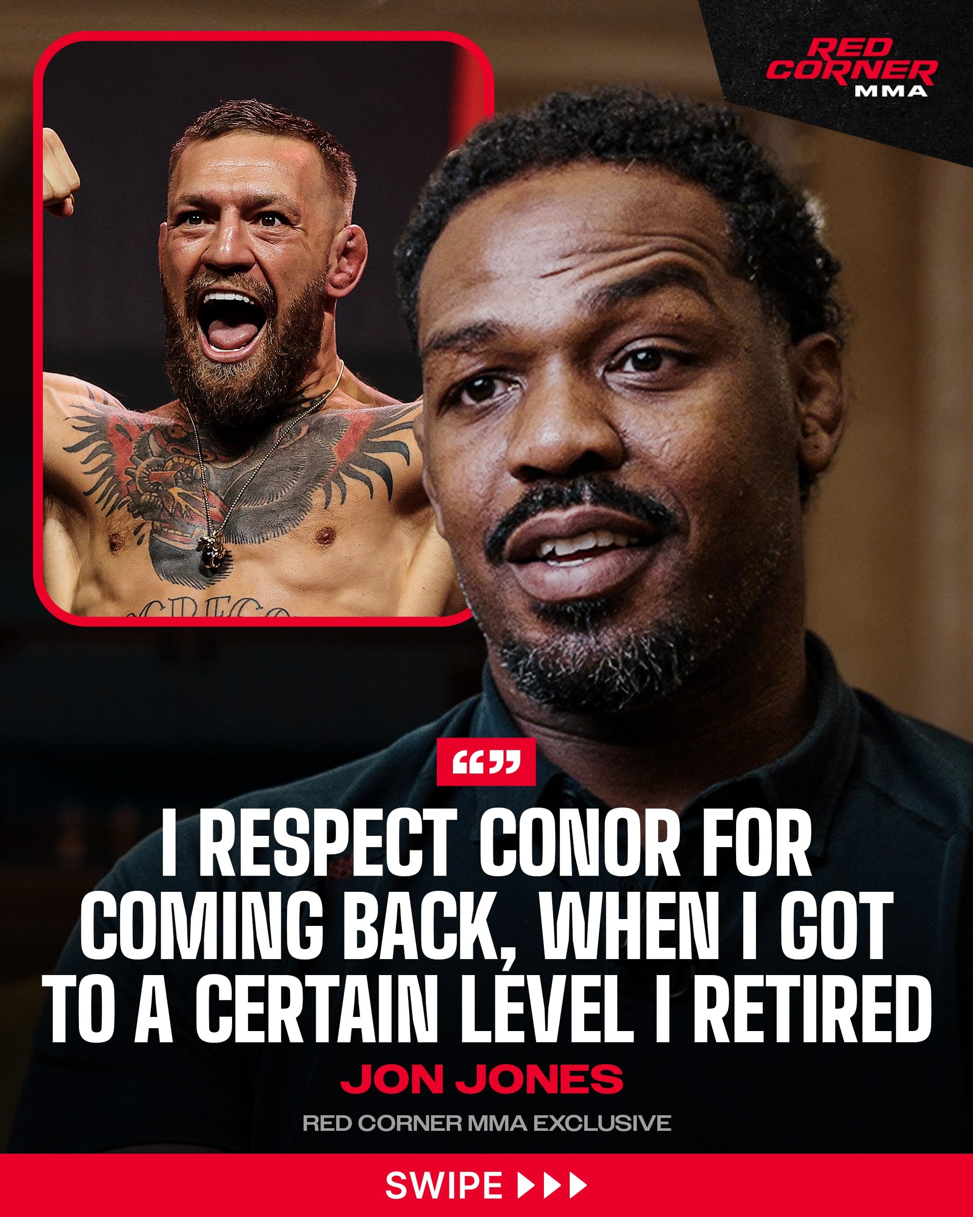“I’m a massive Conor fan and I always will be”: Jon Jones opens up about his admiration for Conor McGregor.

“Conor has everything, and I respect the fact that he’s coming back to fight,” Jon Jones told Red Corner MMA.

The former UFC heavyweight champion also praised McGregor’s success in the business world.

“He teaches fighters they can be more than just fighters. We can take our brand and do something special with it. Just like he did.”

@thenotoriousmma is set to face @blessedmma on July 11 in the UFC 329 main event.

Trade UFC markets on @kalshi