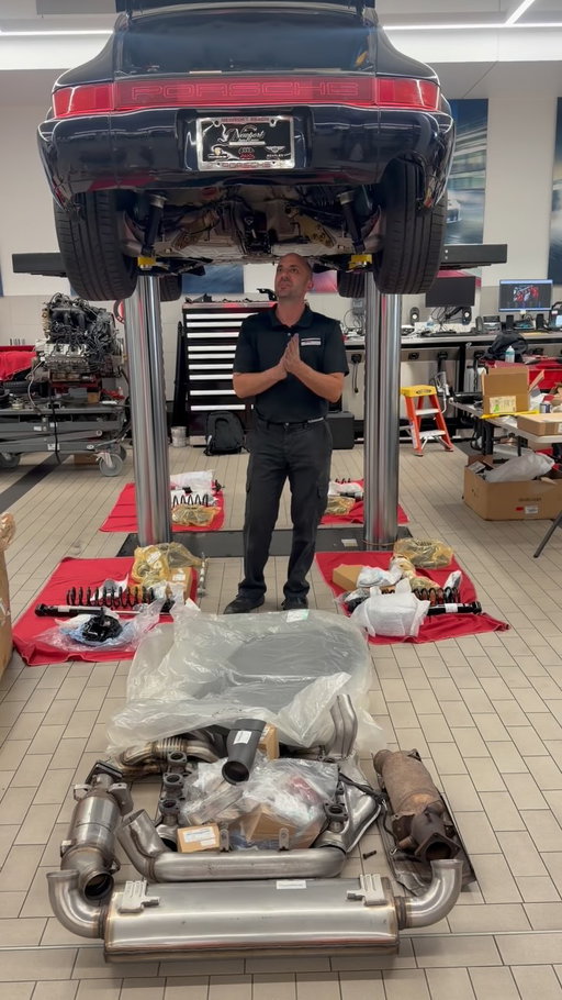@cocci_meccanica giving the latest update on our restoration challenge. Chassis is back from the bodyshop and it’s time to install all the new parts fresh off the boat from Germany. #porschechallenge26 #classicrestorationchallenge #porsche911 #porsche964 #911