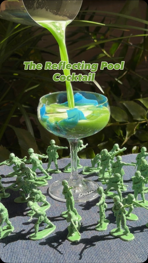 The Reflecting Pool 🇺🇸🦠💚
Inspired by the beautiful new liner on the Lincoln Memorial Reflecting Pool, this cocktail is a  tropical margarita variation in a beautiful American Flag Blue color. 

I made some adjustments from the first version to have better flavor and balance. 

Cocktail recipe 
2oz Tequila Blanco 🇲🇽
1oz banana liqueur 🍌
1oz lime juice 🍋‍🟩
1oz pineapple juice 🍍
1/4oz simple syrup 🍭
1 pinch blue spirulina 💙
*optional* 1 bar spoon matcha 🍵

Note on color: while it is lore accurate to have algea in this cocktail, the spirulina is just there for color. You can also add matcha if you like for a deeper color, and if you enjoy that flavor. You can also use a dash of blue curaçao or food coloring to get the color just right. 

#reflectingpool #lincolnmemorialreflectingpool #satire #margarita #cocktailrecipe