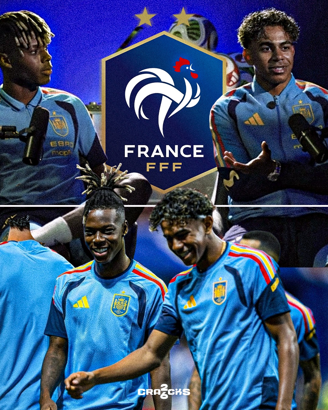 😳 LAMINE NO SE ACHICA ANTE FRANCIA

🇪🇸 Lamine Yamal dijo que sus semifinales soñadas serían Francia vs España y Portugal vs Argentina.

😮 Cuando le dijeron que Francia tiene mucha dinamita, Nico respondió:

🗣️ “Dios mío, tienen jugadores…”.

💥 Y Lamine responde: “¿Y nosotros?”.