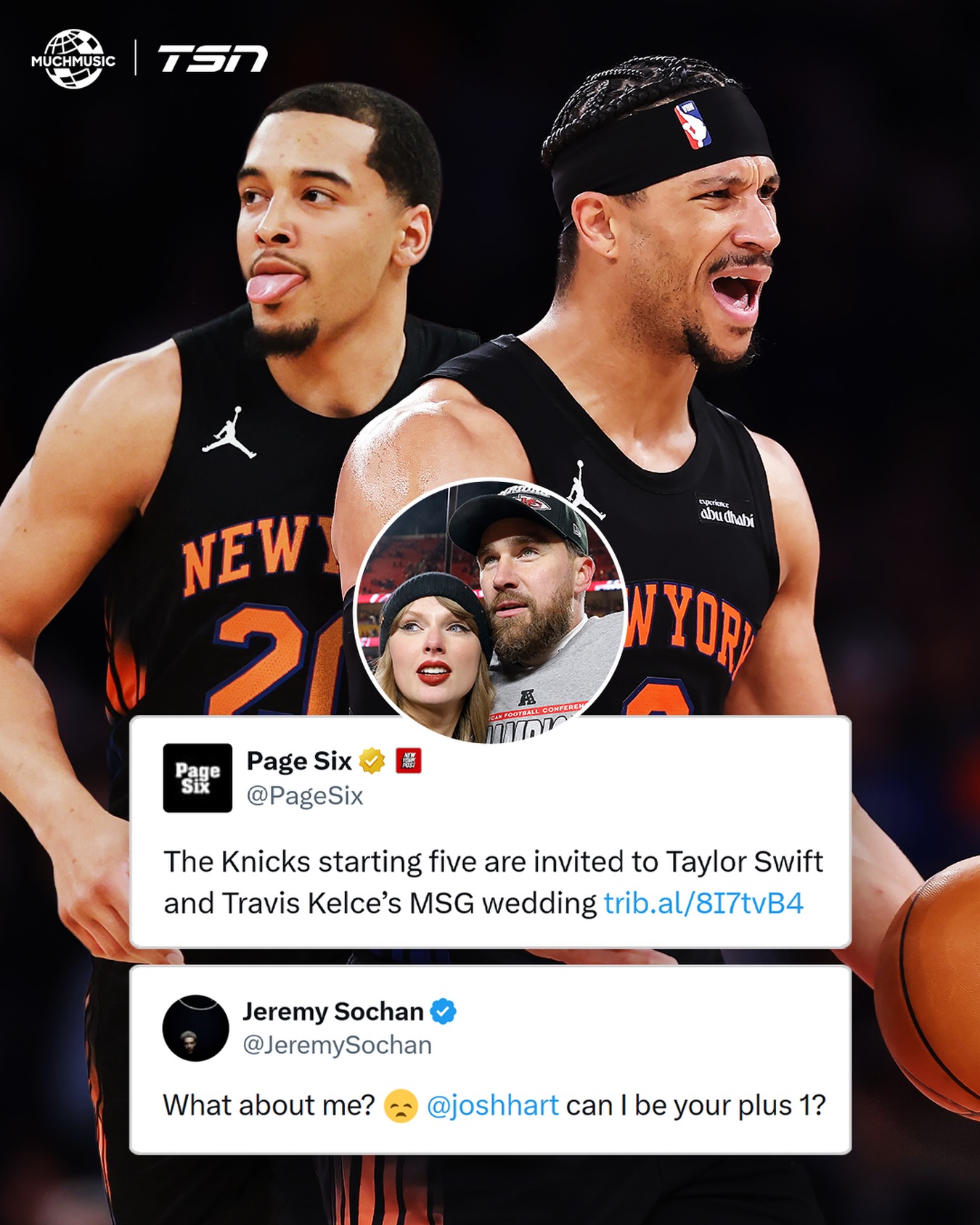 Jeremy Sochan wasn’t a starter for the Knicks this season, but still wants an invite to Taylor Swift’s wedding 🤣

(H/T @pagesix, @jeremysochan)