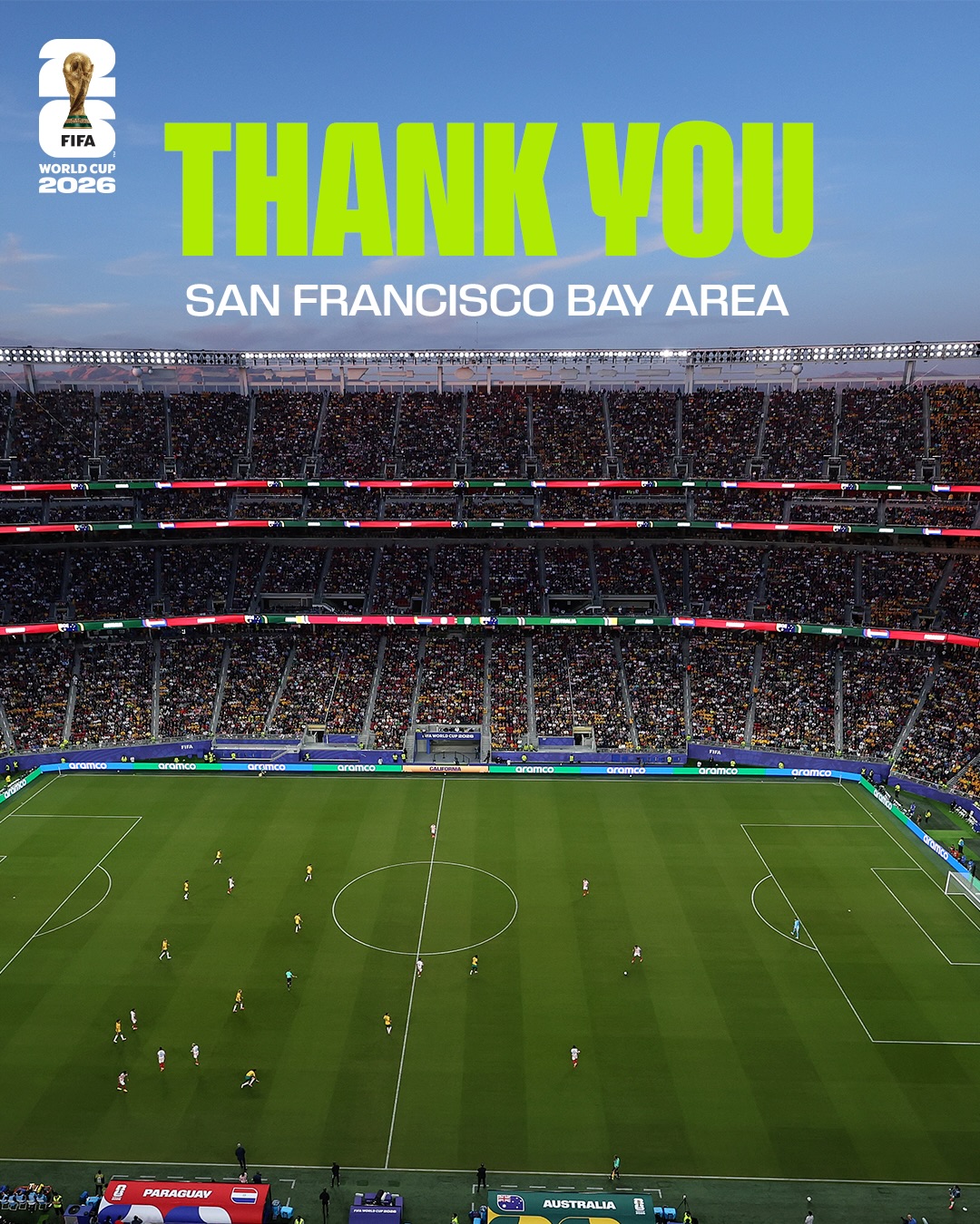 Thank you, San Francisco Bay Area! 🇺🇸

Six games, 12 goals and a number of incredible @FIFAWorldCup 2026 moments 🫶