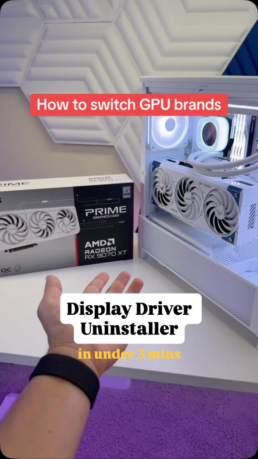 How to switch GPU brands in under 3 minutes 🔀🛠️

Switching from NVIDIA to AMD?
Switching from AMD to NVIDIA?
Moving to Intel?

Run Display Driver Uninstaller (DDU) first!

#pcbuild #graphicscard #gamingpc #nvidia #amd