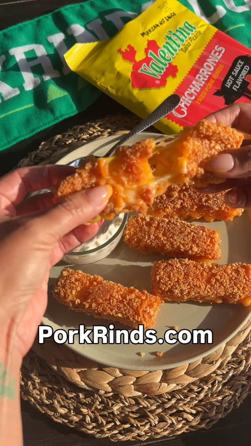 This is what I’ll be snacking on during the next Mexico match! #AD @salsavalentinaoficial, @eatporkrinds

Find these Valentina® Chicharrones at Walmart or PorkRinds.com direct link is in my stories and bio

Here’s how I made them:
Ingredients:
2 cups  Valentina® Chicharrones
8 oz block of Colby Jack cheese cut into 6ths
1 egg
1 egg yolk
1/4 cup water

Pickle Dip
8oz Greek yogurt (or sour cream)
1/4 cup diced dill pickles
1/4 cup dill pickle juice
1 tbsp fresh dill 
3/4 tspn garlic powder
salt to taste (I used 1/4 tspn)

Start by crushing the pork rinds in a food processor or blender until they resemble bread crumbs.

Next, make your egg wash by beating the eggs and water.

Make an assembly line. Coat each cheese stick one at a time in egg wash and then dredge in the pork rind crumbs. Place on a parchment paper lined baking sheet and freeze for 2 hours (DO NOT SKIP THIS STEP!)

While cheese sticks are in the freezer make your pickle dip by whisking all ingredients together except diced pickle, gently mix pickle in after everything is incorporated. Set aside in fridge.

Heat frying oil of choice in a heavy bottomed pot (I used a smaller cast iron skillet) to 360°F.

Carefully fry each cheese stick till golden brown. This should take around 2-3 mins.

Dip your cheese sticks in the pickle dip and enjoy immediately.

#Snack #SpicySnack #Protein #HotSauce Snacktime Soccer Game Day