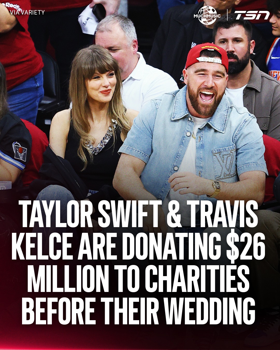 Taylor Swift and Travis Kelce have donated $26 million to at least 20 charities this week, including food banks, educational programs and more, while reports indicate that their wedding is set to take place at New York's Madison Square Garden this weekend 👀👏