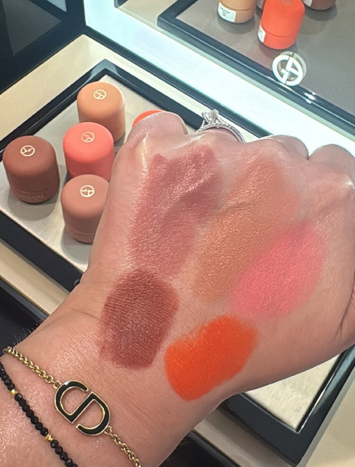 Armani Dolci Makeup Blush, blurring multi-use blush balm. Review coming shortly. 
@armanibeauty @holtrenfrewogilvy #armanibeauty #armanimakeup #armani #armanibeauties #newluxury