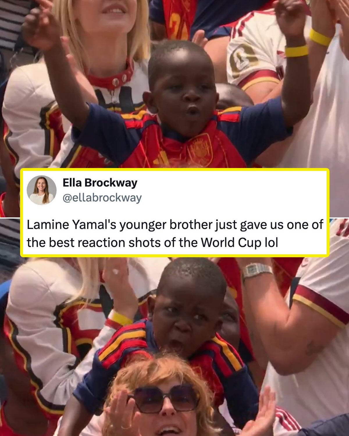 LAMINE YAMAL’S LITTLE BROTHER IS LIT 🔥

The cameras caught the 18-year-old Spanish star’s younger sibling, Keyne, going absolutely nuts as Spain comfortably dispatched Austria 3-0 to go through to the round of 16 at the World Cup ❤️🇪🇸