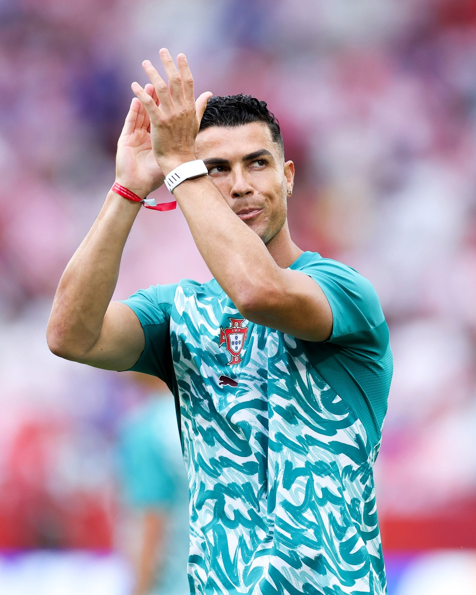 Portugal are wearing wristbands in honor of Diogo Jota, who passed away one year ago on Friday.