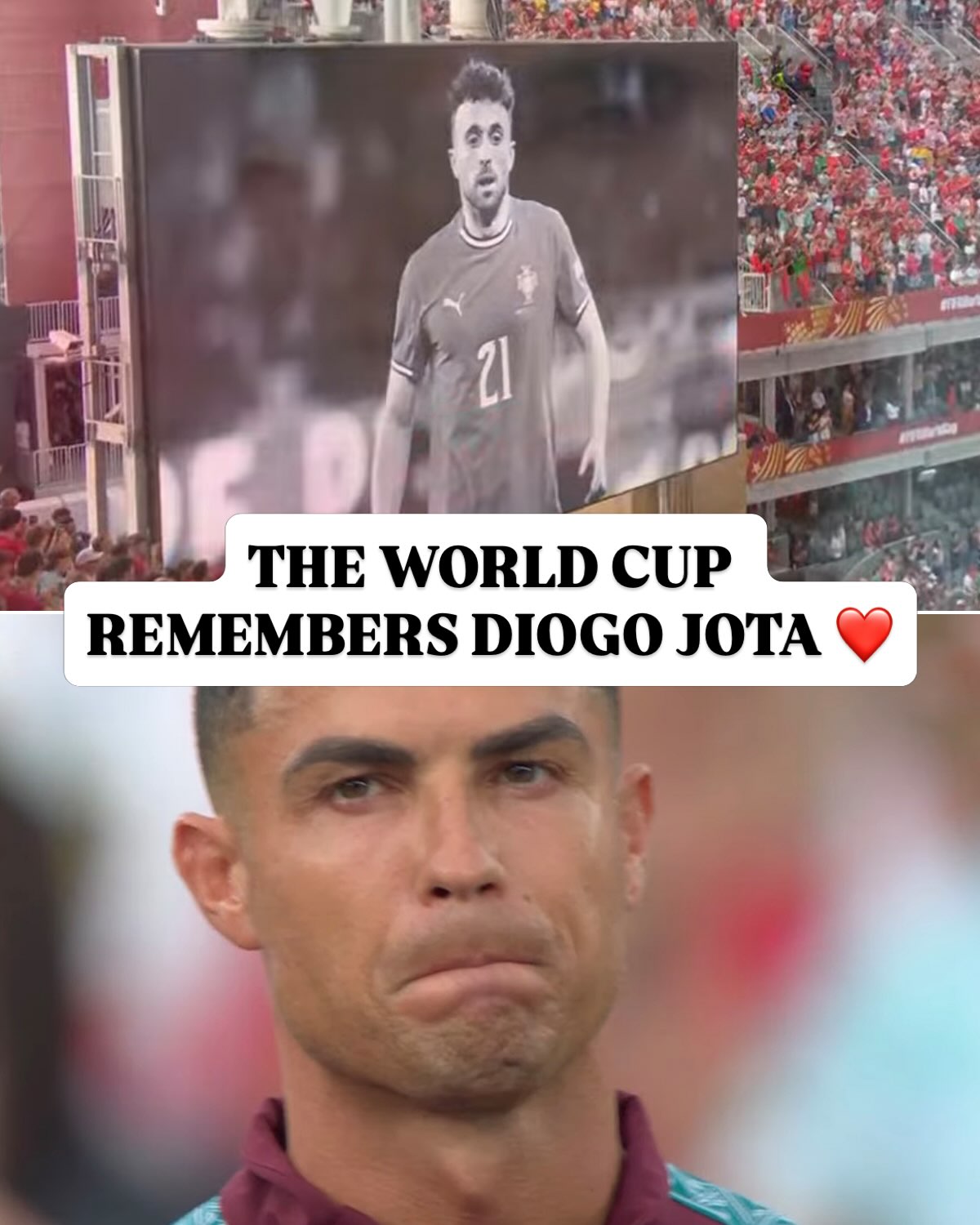 One day less than a year since Diogo Jota’s tragic passing, Portugal players and fans pay tribute to the former Liverpool and Portugal player ahead of their World Cup round of 32 match vs. Croatia ❤️