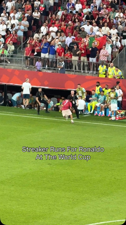 Streaker takes the field at the World Cup Portugal and Croatia match!