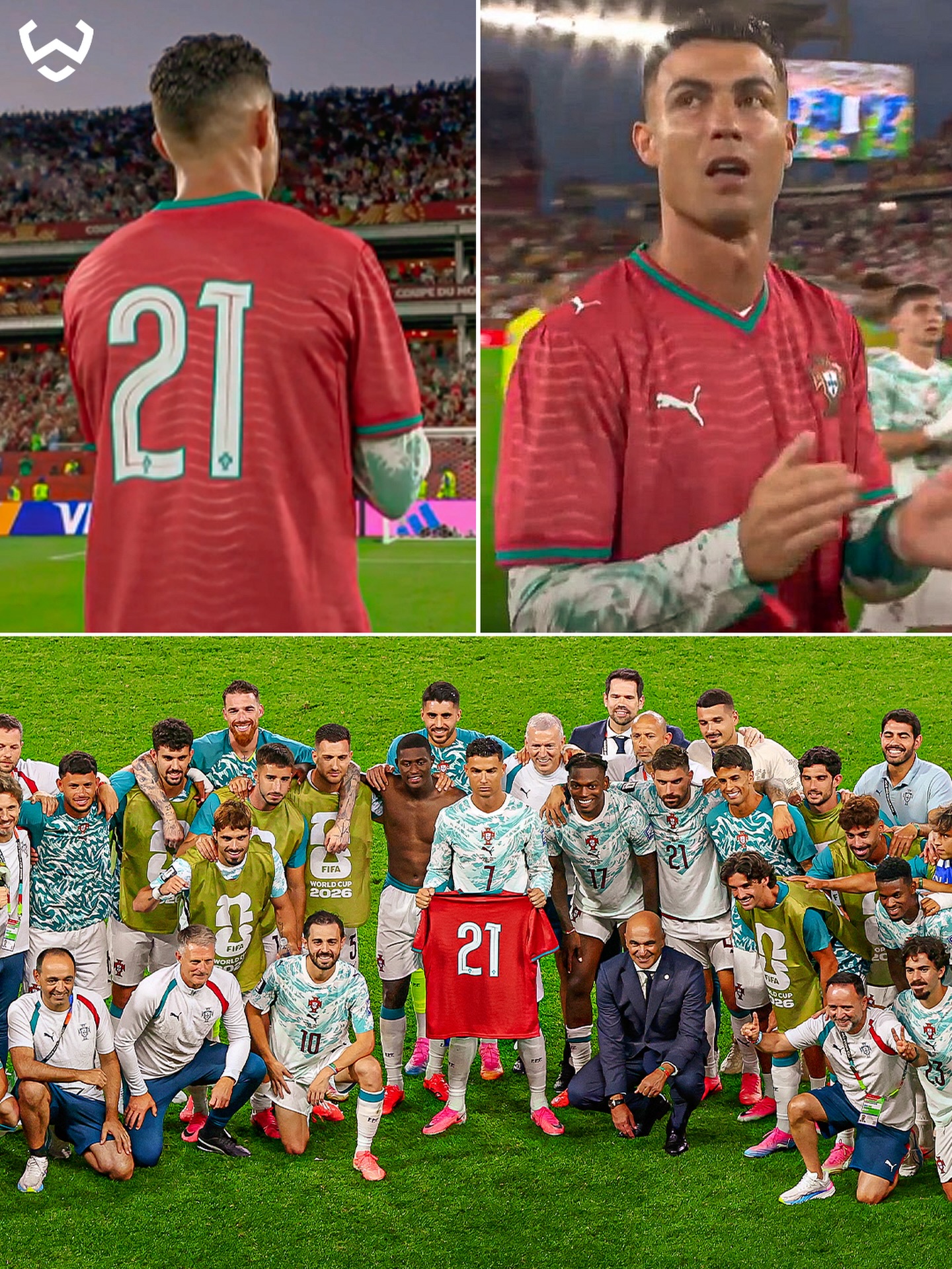 Cristiano Ronaldo and the entire Portugal squad paid tribute to Diogo Jota, exactly one year after his passing. 🇵🇹❤️

Gone, but never forgotten.

26+1. Diogo Forever.