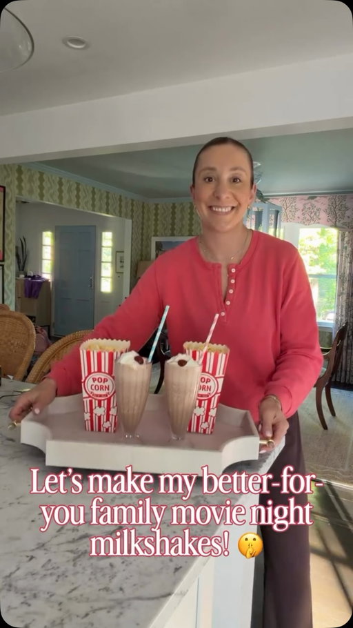 Family movie night! 🍿 Once a week we pop popcorn, blend up chocolate milkshakes, put on PJs, and cuddle up to watch a movie (this week was Goat, highly recommend🏀). I always try to swap in better-for-them ingredients so I make their “milkshakes” with @fairlife chocolate ultra-filtered milk which has 12 grams more protein than leading almond milk, 50% more protein and 50% less sugar that regular chocolate milk, and is super creamy and delicious 🥤

Chocolate “milkshake” recipe (2 servings)
2 cups fairlife chocolate ultra-filtered milk
2 cups ice
1 banana
1 tsp vanilla extract
📷: @lemonstripes