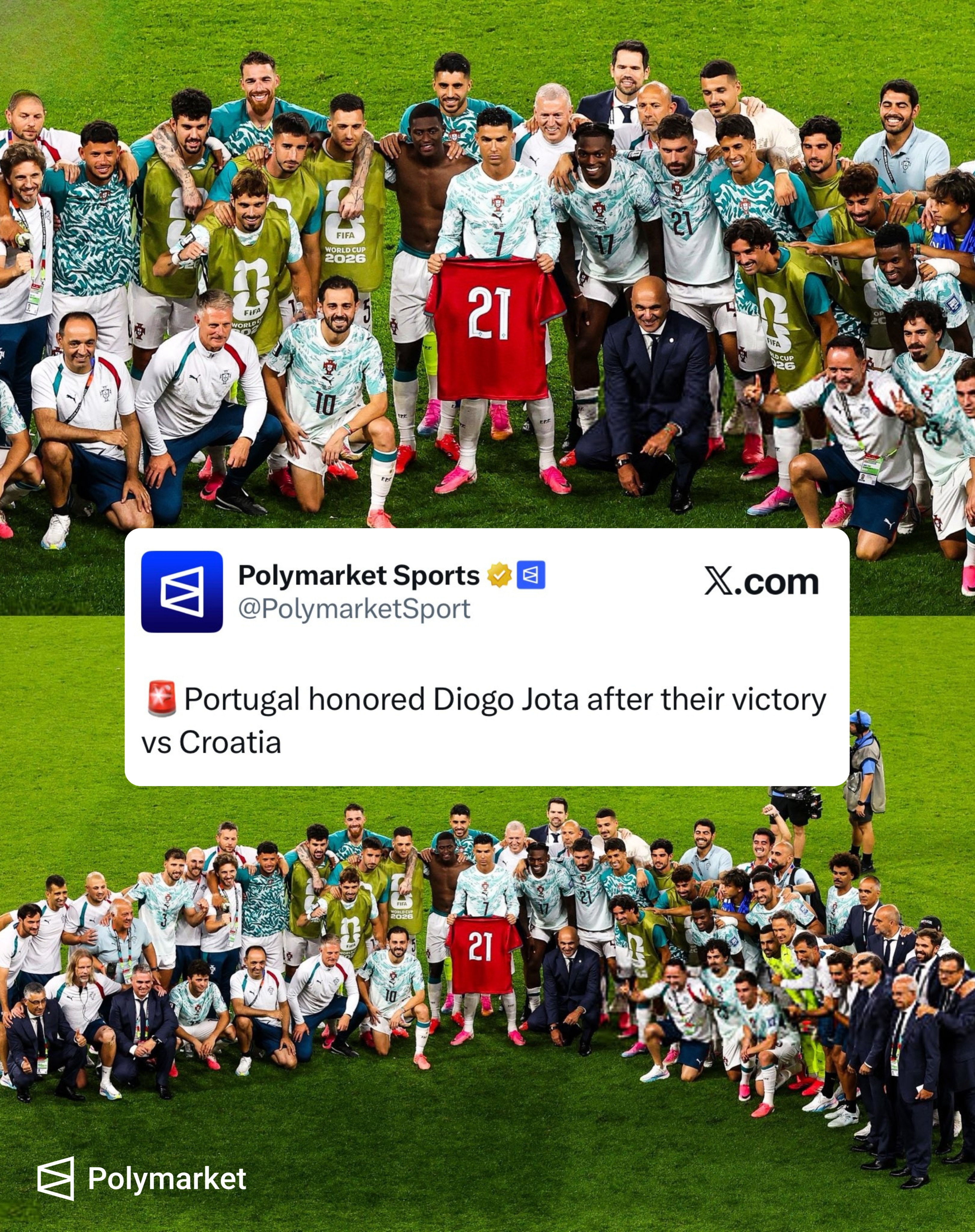 Cristiano Ronaldo and the full Portugal squad show their respects to Diogo Jota who passed away exactly one year ago today 🇵🇹❤️