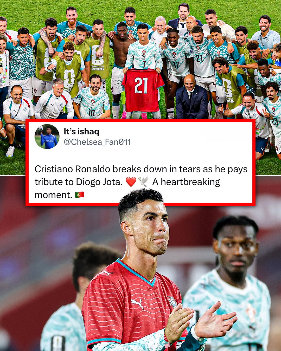 Cristiano Ronaldo’s emotions said everything. Rest easy, Diogo Jota. ❤️🕊️

(h/t Chelsea_Fan011/X, RosssEdmonds/X, chinchat09/X)