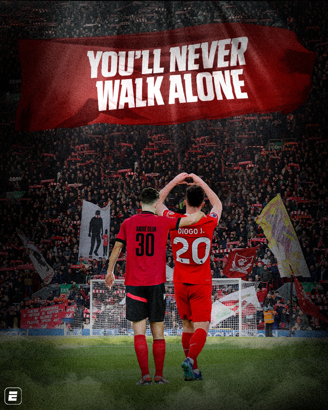 UM ANO DE SAUDADE. ETERNOS, DIOGO JOTA E ANDRÉ SILVA. 🖤

Há um ano, o futebol se despedia de Diogo Jota e de seu irmão, André Silva. O legado, a paixão pelo esporte e as lembranças deixadas por ambos seguem vivos na memória de familiares, amigos, companheiros e torcedores.

Vocês nunca caminharão sozinhos, garotos.

#PremierLeagueNaESPN #Liverpool #DiogoJota #AndréSilva