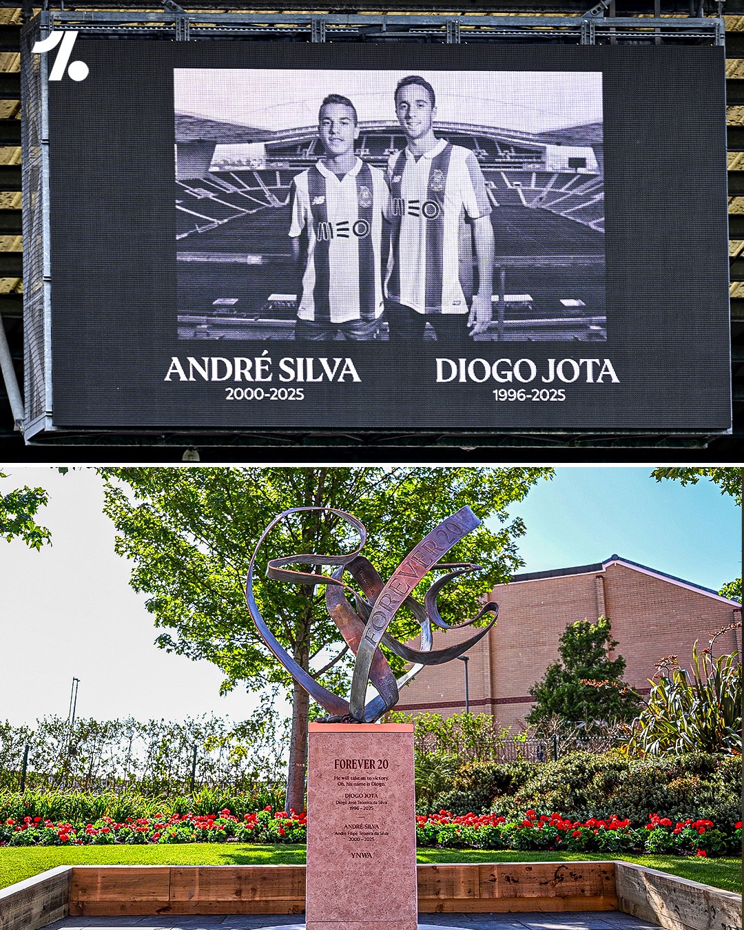 Liverpool FC have installed a permanent memorial at Anfield honouring Diogo Jota and his brother André Silva, who passed away a year ago ❤️

The memorial is named 'Forever 20 and incorporates both of their final squad numbers, 20 and 30.

📸 @liverpoolfc
