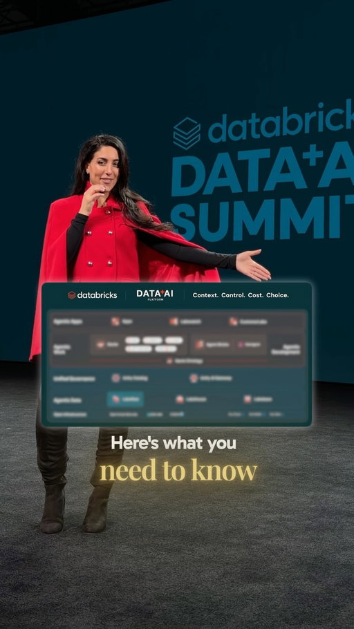 ⏳90 second crash course on Databricks’ biggest launches across the Data + AI stack

It all came back to one thing: even if an agent can reach your data, it still doesn’t understand your business. Here’s how the new stack addresses that, layer by layer.

🗄️ 𝗔𝗴𝗲𝗻𝘁𝗶𝗰 𝗗𝗮𝘁𝗮 
LTAP puts operational and analytical data on a single copy in open formats, so there’s no pipeline between Lakebase and the Lakehouse to break or go stale.

🛡️ 𝗨𝗻𝗶𝗳𝗶𝗲𝗱 𝗚𝗼𝘃𝗲𝗿𝗻𝗮𝗻𝗰𝗲 
Unity AI Gateway runs every agent request through one governance layer with hard spend caps and intelligent routing, so simpler tasks go to smaller, cheaper models instead of everything hitting the biggest one.

🧠  𝗖𝗼𝗻𝘁𝗲𝘅𝘁 𝗘𝗻𝗴𝗶𝗻𝗲 
Genie Ontology continuously builds a live graph of your enterprise knowledge in the background, so agents get your business context automatically.

🧰 𝗔𝗴𝗲𝗻𝘁𝗶𝗰 𝗗𝗲𝘃𝗲𝗹𝗼𝗽𝗺𝗲𝗻𝘁
Omnigent, now open source under Apache 2.0, is a meta-harness that runs your coding agents together in one place, so they share context and controls instead of sitting in separate silos.

The through-line Ali Ghodsi laid out: Context so agents understand your business, Control over what they can do, Cost you can actually manage, and Choice of any data, model, or harness with no lock-in.

So much more was announced at the 2026 Data + AI summit! Ali Ghodsi also gave a fantastic 5 minute mind map of the announcements at the end of Day 2 keynote 🙌

Comment ✨Databricks✨ for the links to Ali Ghodsi’s 5 minute mind map + announcement blogs
