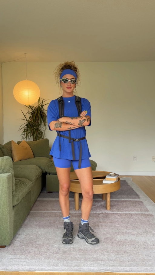 hold on I got this ✍️ @halfdays 

(something about the @halfdays sapphire collection that hits every time🌀)

~
cool girl hiking outfit, hiking aesthetic