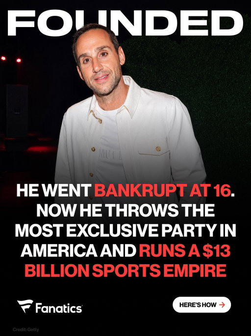 Michael Rubin was bankrupt before he could legally vote.

Now he runs Fanatics, a sports business tracking toward $13B in revenue.

And every Fourth of July, the biggest names in America show up at his Hamptons white party.

Brady, Beyoncé, Jay-Z, Kim, Drake.

The story started nowhere near that world.

At 12, he was tuning skis in his parents’ basement in Pennsylvania.

At 16, a snowless winter left him $120,000 in debt.

He lasted one semester at Villanova, then borrowed $17,000 to flip unwanted sports gear.

By 23, he was doing $50M.

eBay later paid $2.4B.

The asset they overlooked became @Fanatics.

From a courtroom bailout to the most wanted invite in America.