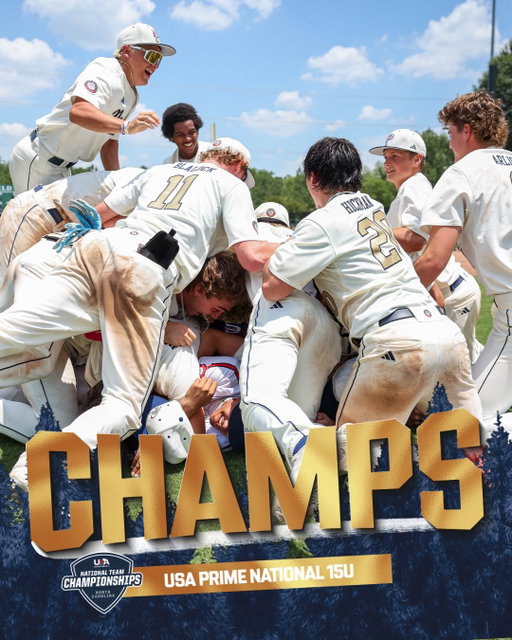 After a 7️⃣-run comeback that featured 9️⃣ unanswered runs, your 15U Champs NC winners is…

🥇 𝑼𝑺𝑨 𝑷𝒓𝒊𝒎𝒆 𝑵𝒂𝒕𝒊𝒐𝒏𝒂𝒍 🥇

#ChampsNC26