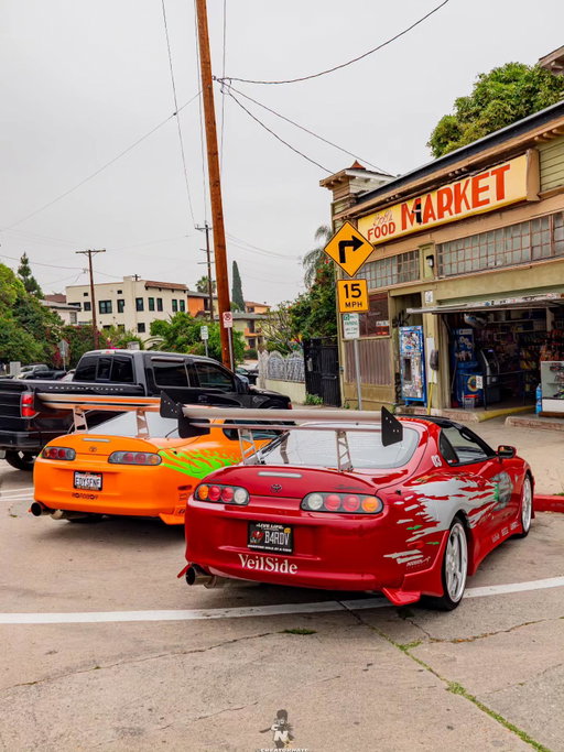 I'll have the tuna🐟 #FlashbackFriday 
Orange Supra: @eddiesfnf
Red Supra: @fastandfuriousintegra
Photos by: @CreatorNate

#fastandfurious #paulwalker #supra #thefastsaga