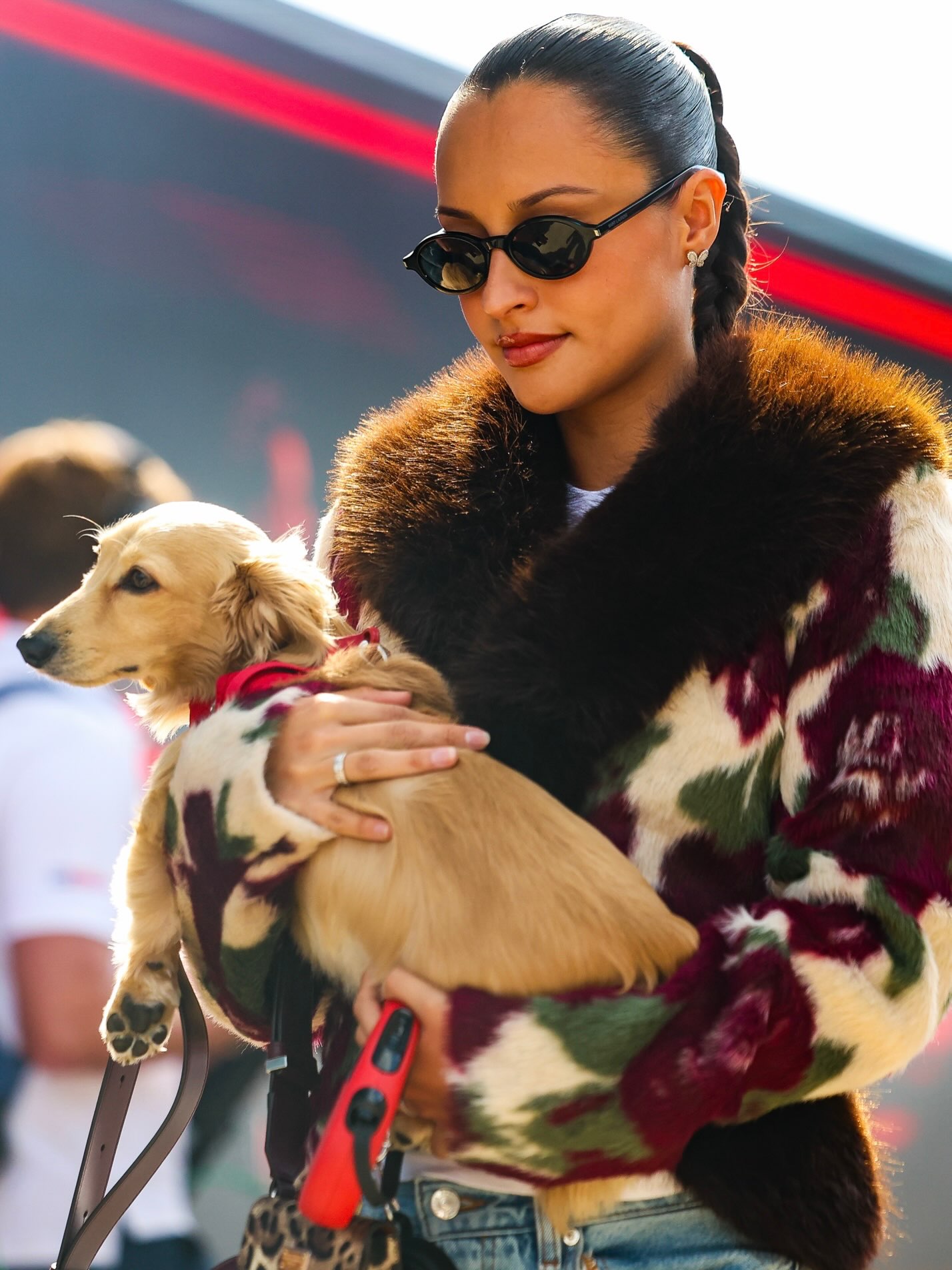 @alexandramalenaleclerc and Leo are making their way down to the paddock at the Silverstone Circuit to support @charles_leclerc ahead of the 2026 British Grand Prix, with Alexandra sporting a @carelli___ jacket. 
photos: getty images
