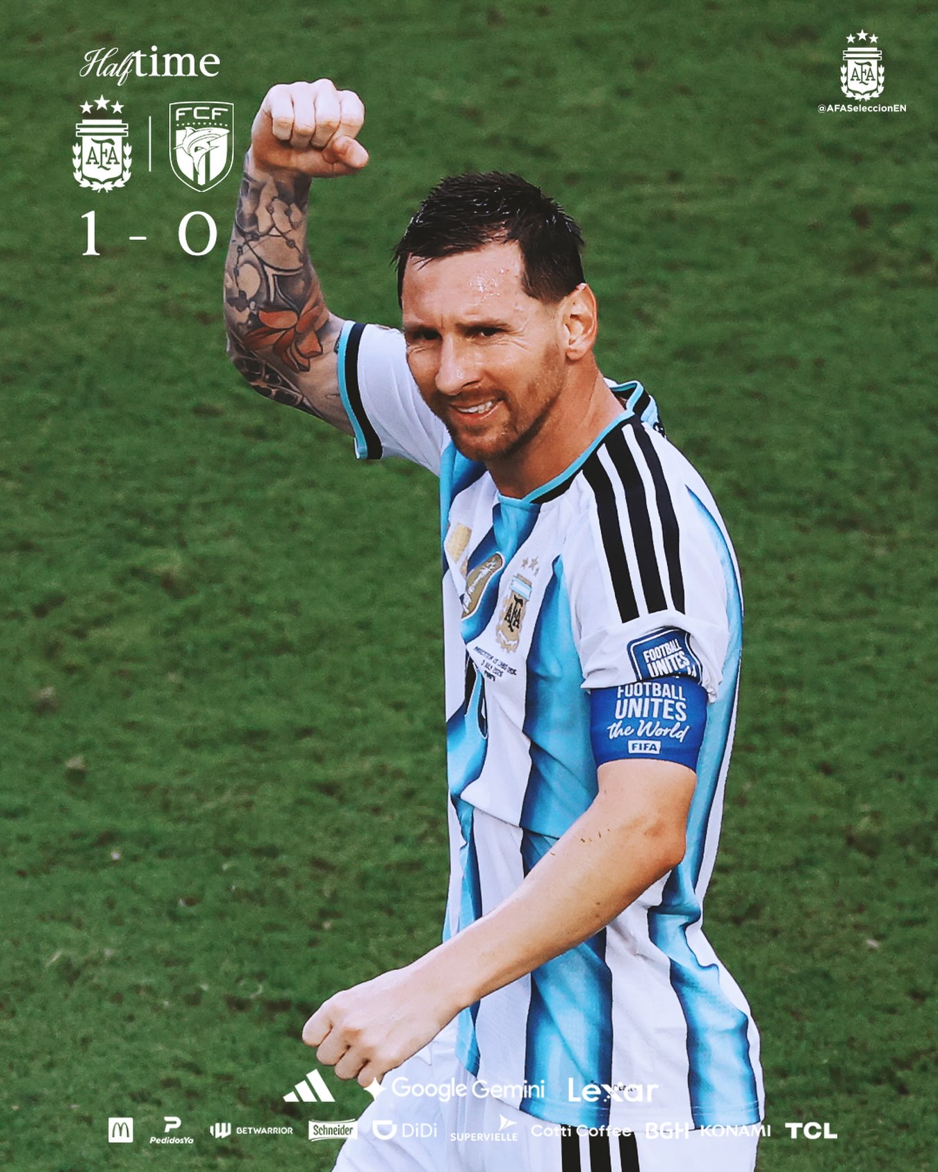 ⏱️ The first half is gone!

🇦🇷 Argentina 1 🆚 0 Cape Verde 🇨🇻

⚽ L. Messi