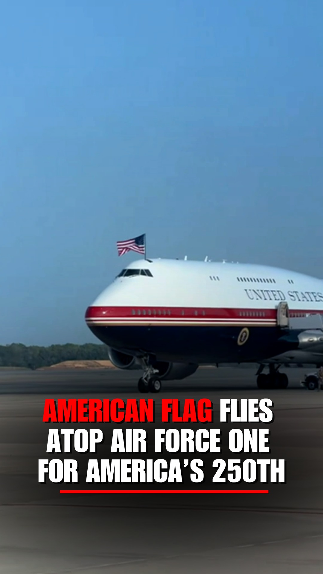 The American flag flies atop Air Force One before President Trump heads to South Dakota for tonight's celebration at Mount Rushmore.

Trump is set to deliver remarks before a fireworks show, kicking off a weekend of events honoring America's 250th anniversary. (Video: @margomartin)