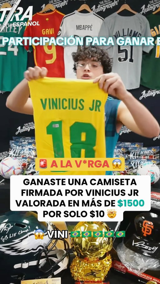 😱 WOW. POR SOLO $10 ⁉️🤯 | ALGUIEN GANO UNA CAMISETA FIRMADA POR VINI JR VALORADA EN MÁS DE $1500 POR SOLO $10 EN NUESTRO LIVE! 😱🇧🇷 (Via/@TRAenESPANOL en TikTok!) 

#livehighlights #tiktoklive #livebreaks #breaks #vinijr