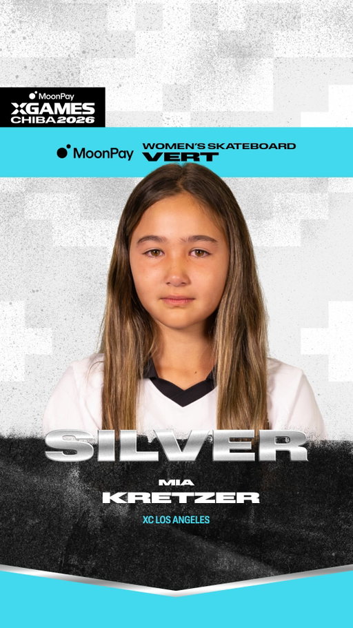 @mia_kretzer secures SILVER, her fourth medal, for @xgames_losangeles in MoonPay Women’s Skateboard Vert at @moonpay X Games Chiba 2026 🥈
