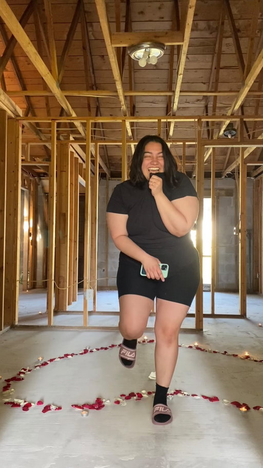 It’s been 4 years of home construction but there has been lots of changes. I was asked to see where in the house he proposed and I know on the internet it’s hard to really gauge layouts of houses but I tried my best. I can’t wait to do some home decorating, couches, rugs, art, all of it! 

I always smile so hard when I rewatch this engagement proposal. We designed our rings probably 3 years before this but I had never seen it in real life. All morning we did a scavenger hunt to all of our first dates and I thought it was just him being cute because it was our anniversary. We ended up home and it was the sweetest thing. I would’ve known it was coming if he had me dress up since we were supposed to do more construction this day. I love that when I sit in the main living area, I’ll remember this day. 

#proposal #beforeandafter #homereno #couples #engagment