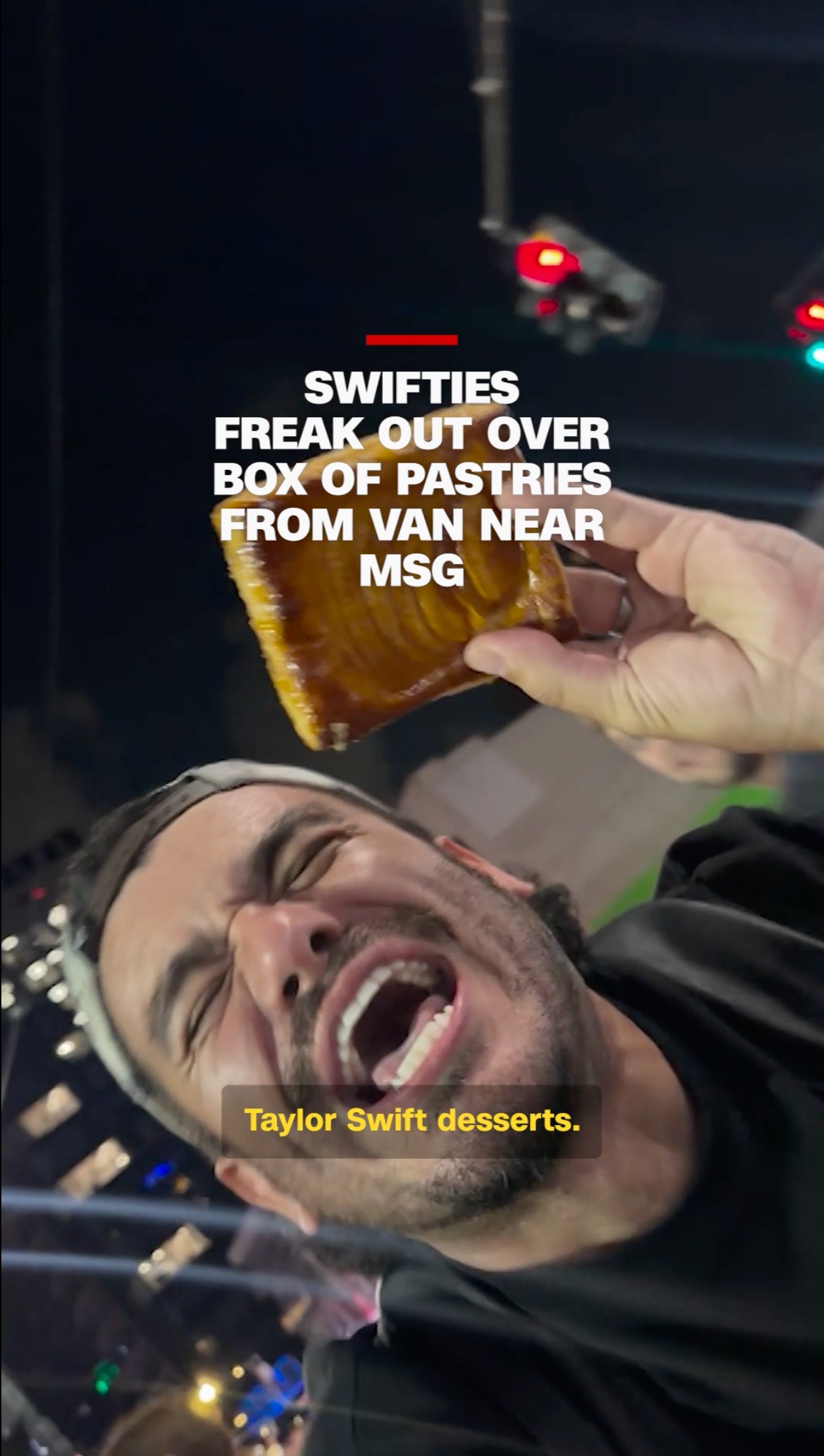 Fans waiting outside Madison Square Garden early Saturday erupted with excitement after a catering van gave out pastries, sparking speculation they may have come from Taylor Swift and Travis Kelce's wedding. CNN has not independently confirmed the pastries were connected to the wedding.
