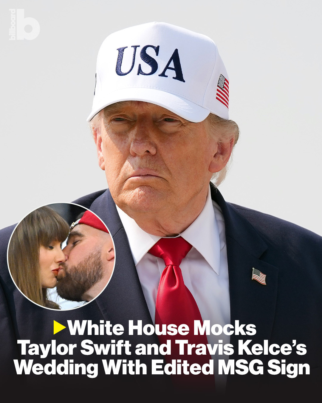 The White House is weighing in on Taylor Swift and Travis Kelce‘s wedding.⁠
⁠
Given the well-documented feud between President Donald Trump and Taylor Swift, it came as little surprise when the White House shared an edited image on social media after Swift and Kelce tied the knot on Friday (July 3), mocking the couple’s wedding celebration at Madison Square Garden.⁠
⁠
Find more details at the link in bio.