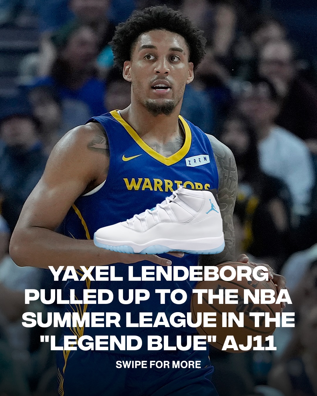 The 11th overall pick in the 2026 NBA Draft Yaxel Lendeborg made his NBA Summer League debut for the Golden State Warriors rocking the “Legend Blue” Air Jordan 11 🏀

📸: Getty