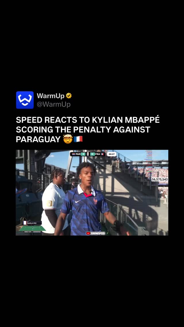 🤯

France leads Paraguay 1–0 in the 74th minute of their tight FIFA World Cup 2026 Round of 16 clash at Philadelphia Stadium. Following a highly disciplined defensive first half where Paraguay successfully neutralized the heavy French attack to keep the scoreline goalless, the deadlock was finally broken. Kylian Mbappé converted a crucial penalty kick in the 70th minute to put tournament favorites Les Bleus ahead after a VAR review. Earlier in the match, France’s Bradley Barcola picked up a yellow card in the 19th minute before being replaced by Désiré Doué. Paraguay, the surprise package who shocked Germany on penalties in the previous round, continues to fight for a quarter-final spot against Canada or Morocco.

(Via @ishowspeed )