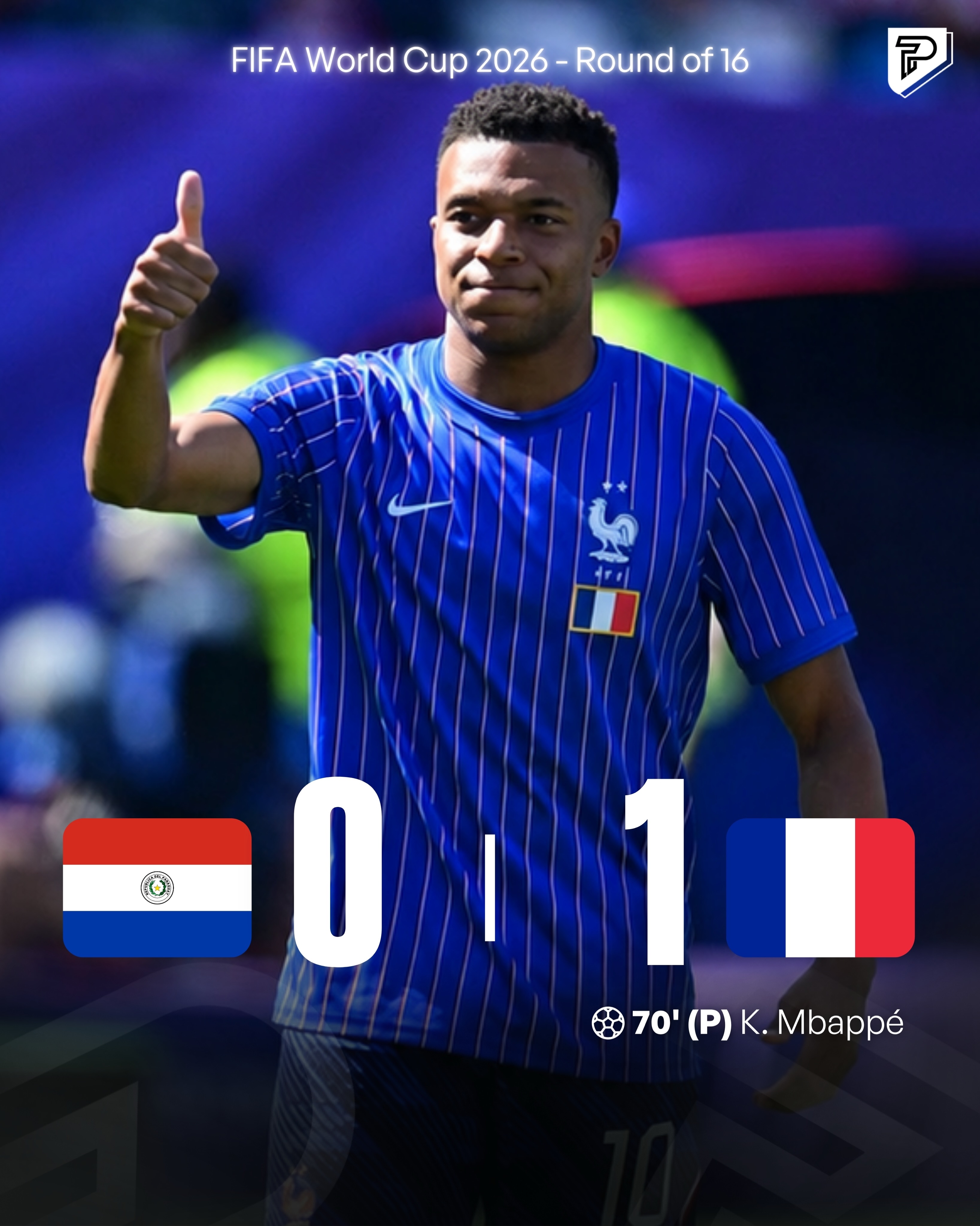 France is heading to the World Cup quarterfinals. 🇫🇷🔥

Les Bleus defeated Paraguay 1-0 in a hard-fought Round of 16 clash, with a second-half goal proving to be the difference after both sides battled through a tense, physical contest. Paraguay pushed until the final whistle but couldn’t find an equalizer.

With the victory, France keeps its World Cup dream alive and advances to the last eight, while Paraguay is officially eliminated after an impressive run in the tournament.

#Pubity #WorldCup #WorldCup2026