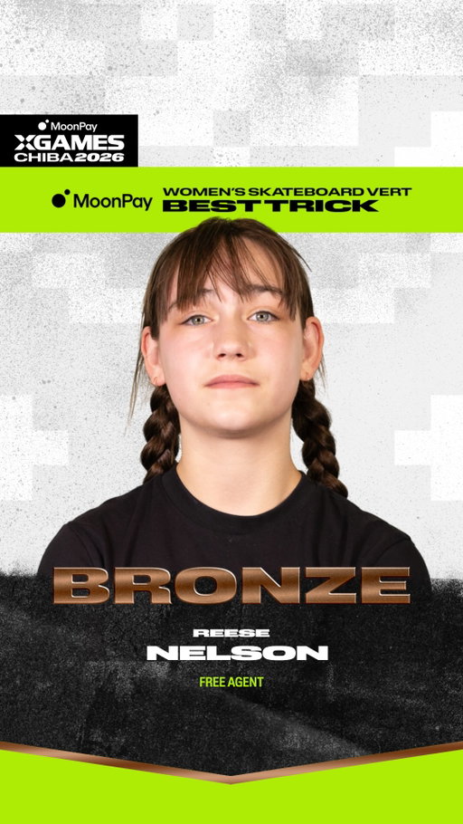@reese__nelson takes BRONZE w/ a Switch kickflip boardslide to regular in MoonPay Women’s Skateboard Vert Best Trick 🥉

@moonpay X Games Chiba 2026