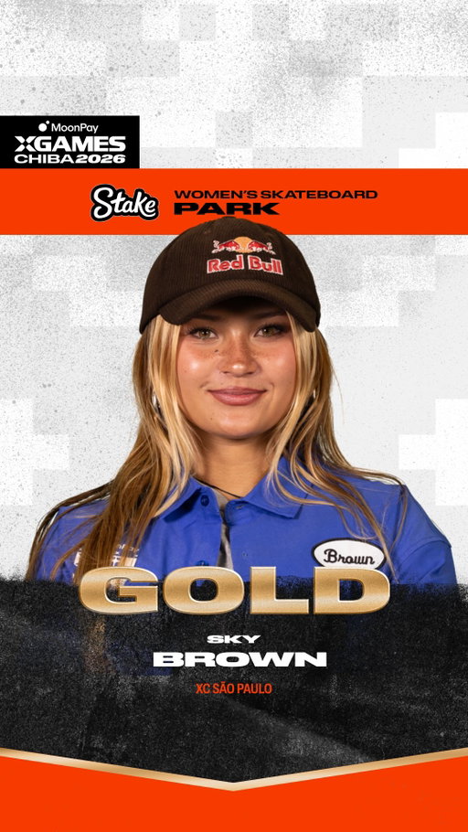 @skybrown wins her 3rd GOLD in @stake Women’s Skateboard Park, adding to her collection of 5 total medals, all from Park 🥇

@moonpay X Games Chiba 2026