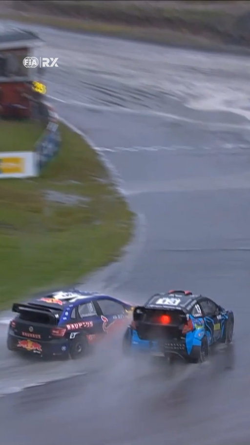 The absolute carnage from this morning's torrential rain feat. Kristoffersson and Bakkerud 🌧️ 💥 

#FIARallycross #EuroRX