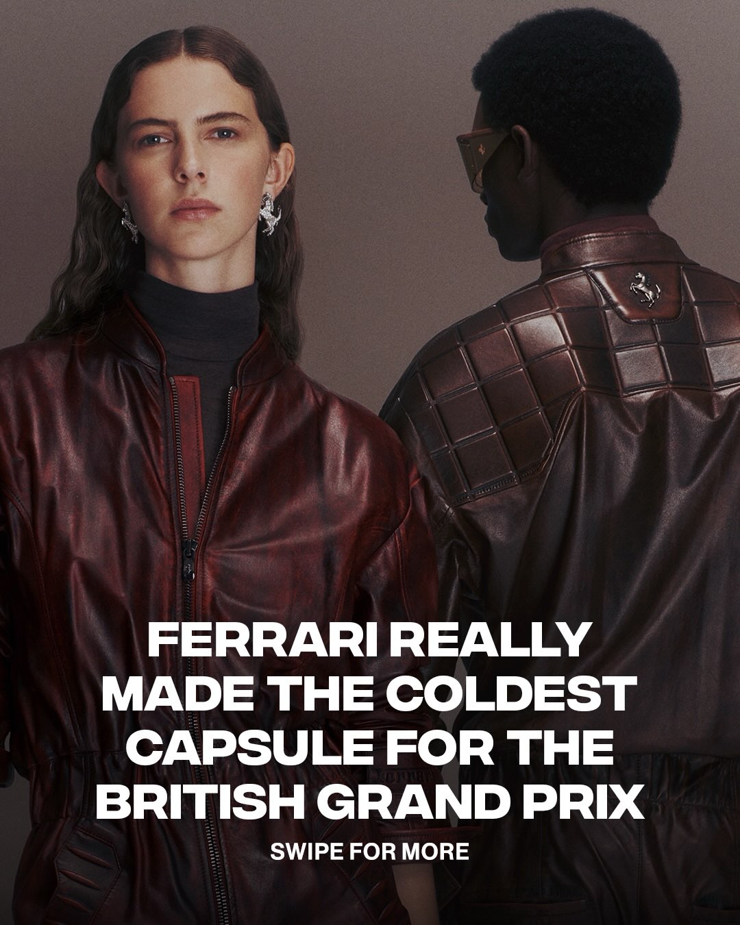 Someone at Ferrari is in the lab cooking 🔥

Ahead of the British Grand Prix this weekend, @ferraristyle released a small bespoke capsule inspired by Formula 1 racing culture, featuring reconditioned, limited-edition pieces like the leather tracksuit and leather jacket 🔥

The leather tracksuit is the standout piece, with each item hand-airbrushed with multiple layers to give it a unique finish 😮‍💨

📸: @ferraristyle
