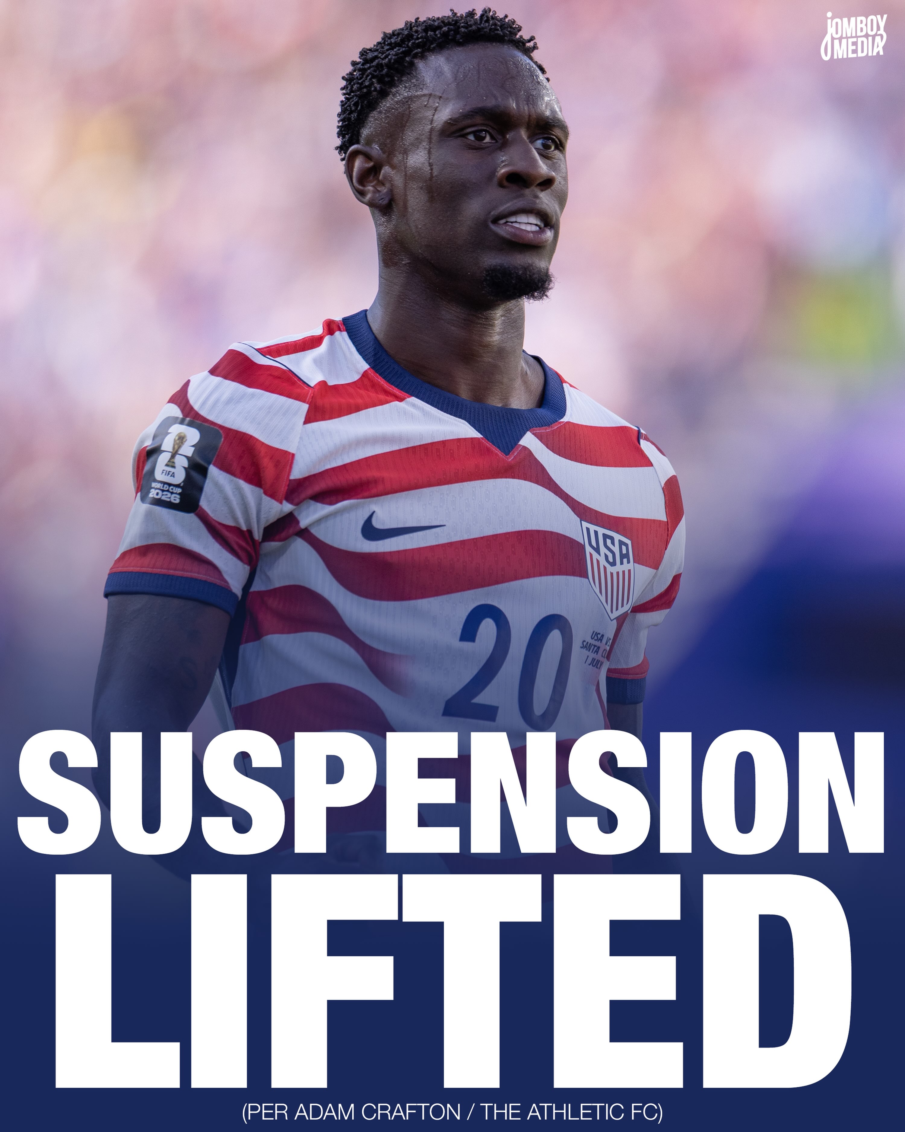 USA’s Folarin Balogun will be available to play in the round of 16 match against Belgium since his one-game red-card ban was suspended, per @adamcraftontheathletic