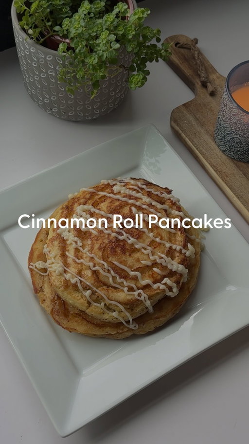 Why choose between a cinnamon roll and a pancake when you can have both? 🥞 Highlight your weekend with these fluffy, brown-sugar swirled masterpieces topped with cream cheese icing.