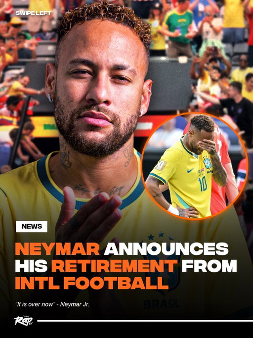 #Neymar officially announces his retirement from international football after Brazil’s loss today 💔 

“I tried. I tried. It started here at Met Life stadium and I finished here. It is now over”, he said after the game.

Brazil’s all-time top scorer has ended his story with the national team. 

How do y’all feel about this⁉️