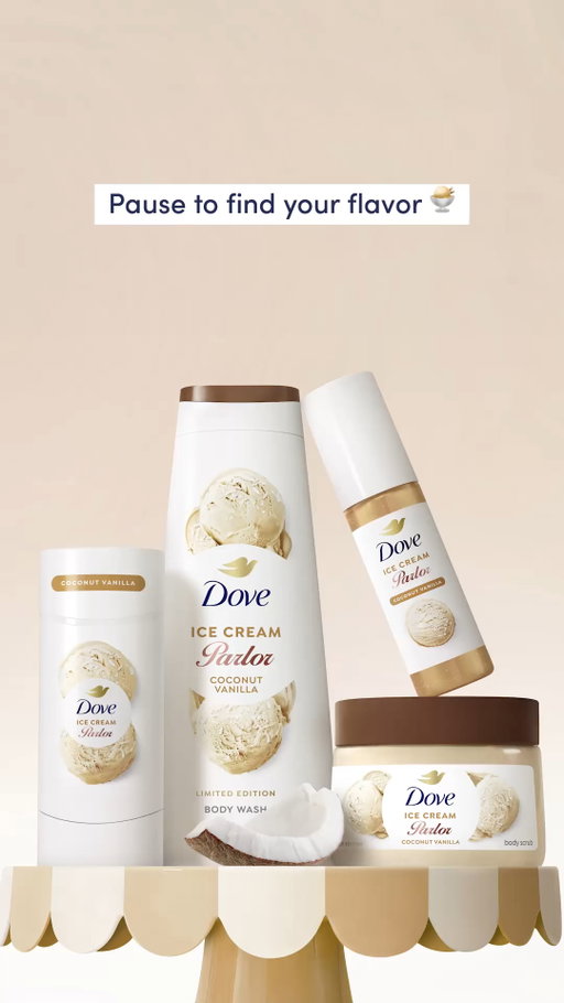 The Dove Ice Cream Parlor body care collection is officially open for business. Which limited-edition scent are you scooping up first?

🍓 Strawberry Swirl 
💚 Pistachio Gelato 
🥥 Coco Vanilla 
💖 Raspberry Sorbet 

Available in body wash, deodorant, body scrub and body mist 

📍Grab yours now at @target