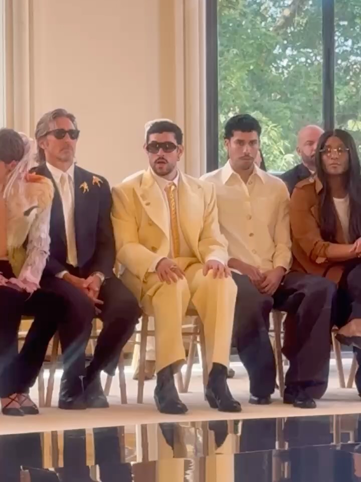 Checking in with the front row at the @Schiaparelli Haute Couture A/W ’26 show in Paris today, where we spotted #BadBunny, #LawRoach, #EmmaCorrin, #MichelleYeoh #LeePace and more chatting before the show kicked off 🤩✨

Videos: @jessswill