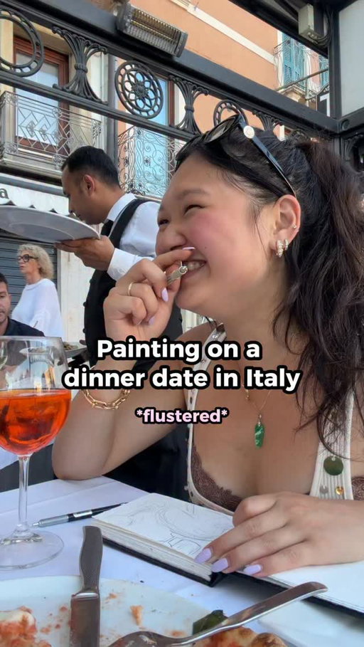 Blushed the entire dinner 😅 

First time painting in front of him too eeee I was so nervous ngl LOLLLL 

#livepainting #dating #foodillustrator #italy #relationships