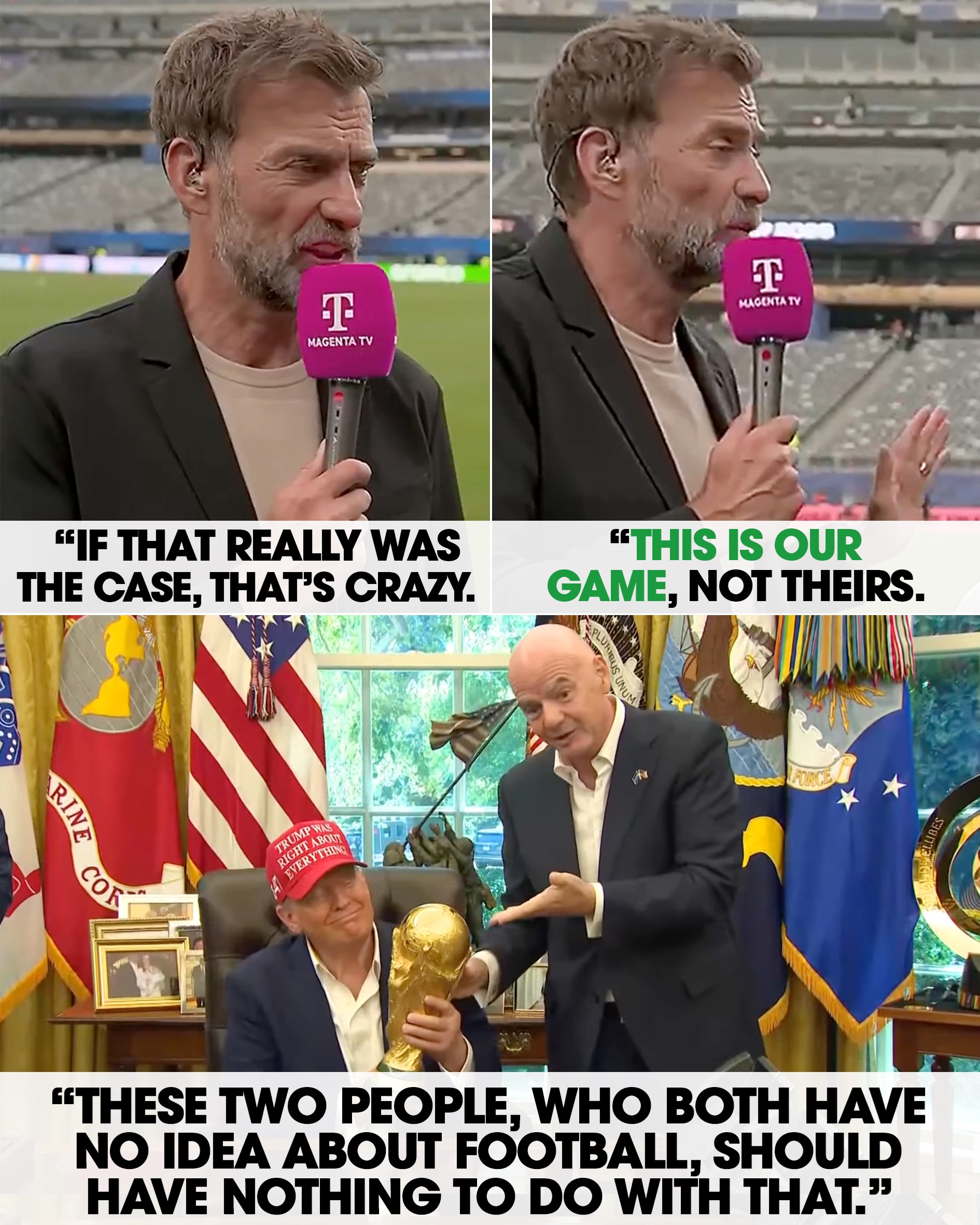Jurgen Klopp has said it is "crazy" that the presidents of FIFA and the US discussed Folarin Balogun's one-game ban before the sanction was itself suspended, as has been widely reported.

Speaking on Magenta TV, the ex-Liverpool manager went on to say that Gianni Infantino and Donald Trump "both have no idea about football".