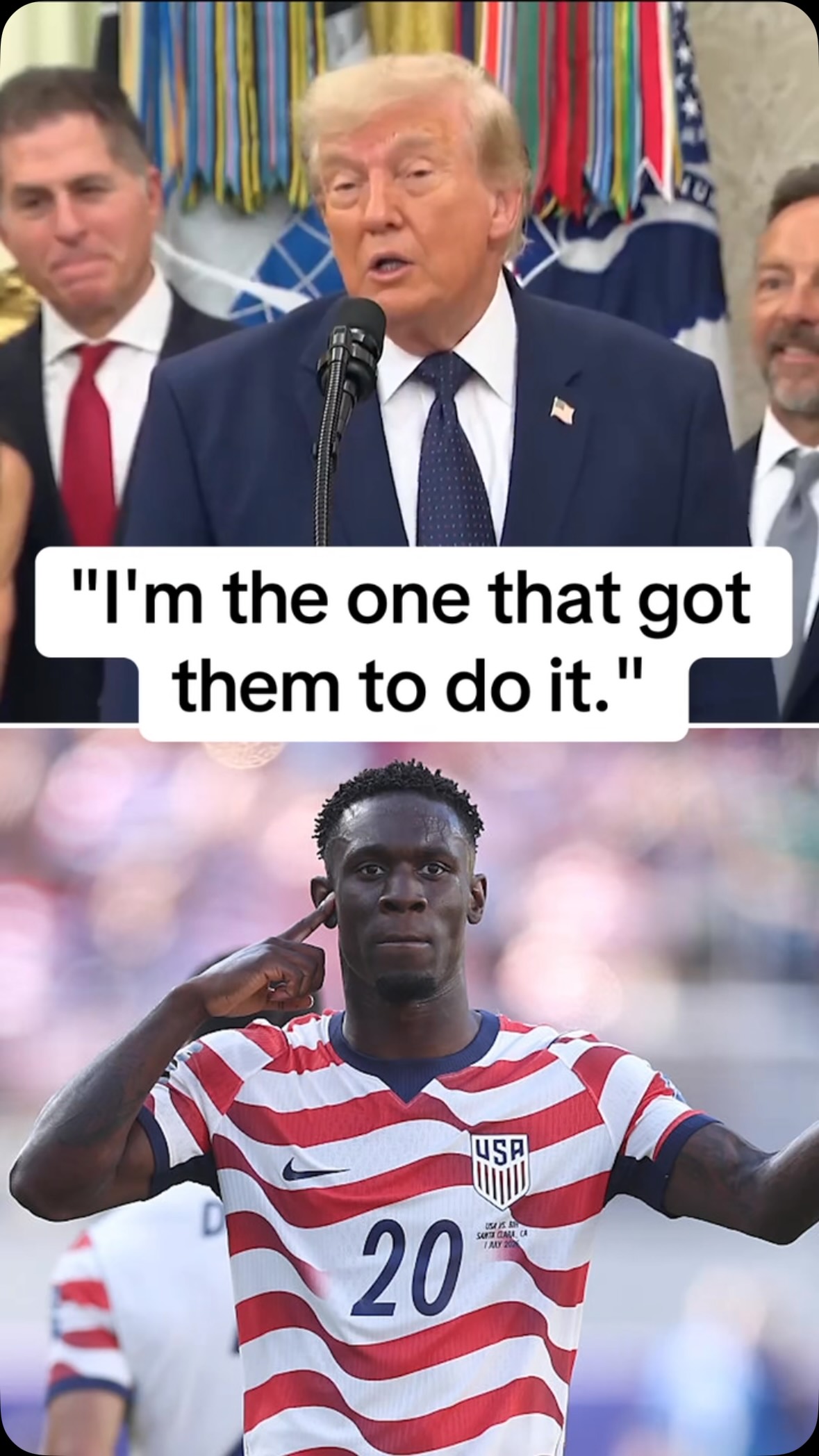 President Donald Trump claims he was responsible for FIFA overturning Folarin Balogun’s red card suspension.